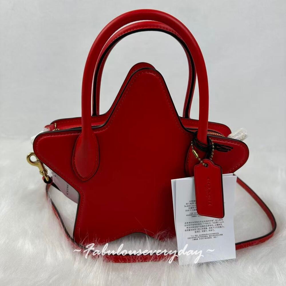 Coach Star Bag Crossbody In Regenerative Leather/Gold/ Red CP234 NWT - Picture 2 of 8